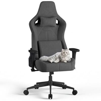 JUMMICO Gaming Stuhl aus Stoff mit Rennsitz, Komfort Bürostuhl Ergonomisch mit 3D-höhenverstellbaren, Schreibtischstuhl Neigefunktion (90°-135°), Belastbarkeit 200 kg, Grau JUMMICO Gaming Stuhl aus Stoff mit Rennsitz, Komfort Bürostuhl Ergonomisch mit 3D-höhenverstellbaren, Schreibtischstuhl Neigefunktion (90°-135°), Belastbarkeit 200 kg, Grau