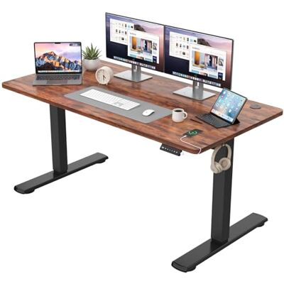 JUMMICO Elektrischer Höhenverstellbarer Schreibtisch Steh-Sitz Tisch mit Memory-Funktion & Kompletter Tischplatte, Computertisch für Büro & Zuhause 140 x 60 cm Braun JUMMICO Elektrischer Höhenverstellbarer Schreibtisch Steh-Sitz Tisch mit Memory-Funktion & Kompletter Tischplatte, Computertisch für Büro & Zuhause 140 x 60 cm Braun