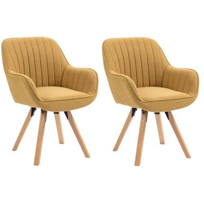 MEUBLE COSY Esszimmerstühle Drehbar 2er Set Küchenstuhl Polsterstuhl Drehstuhl mit Armlehne Sessel Schminkstuhl aus Stoff Massivholzbeine für Esszimmer Wohnzimmer Arbeitszimmer, Gelb MEUBLE COSY Esszimmerstühle Drehbar 2er Set Küchenstuhl Polsterstuhl Drehstuhl mit Armlehne Sessel Schminkstuhl aus Stoff Massivholzbeine für Esszimmer Wohnzimmer Arbeitszimmer, Gelb