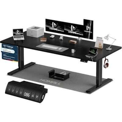 Homall Höhenverstellbarer Schreibtisch 200x80cm mit USB-A Ladeanschluss, Elektrischer Schreibtisch mit Kabel Management Tray, Standing Desk mit 3 Memory Funktion, Computertisch Schwarz Homall Höhenverstellbarer Schreibtisch 200x80cm mit USB-A Ladeanschluss, Elektrischer Schreibtisch mit Kabel Management Tray, Standing Desk mit 3 Memory Funktion, Computertisch Schwarz
