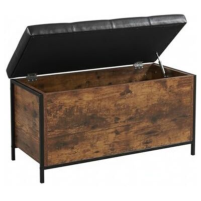 Relaxdays Sitzbank, Stauraum, gepolstert, Kunstleder, Industrial, HBT: 50x80x40 cm, Sitztruhe Flur, Dunkelbraun/schwarz Relaxdays Sitzbank, Stauraum, gepolstert, Kunstleder, Industrial, HBT: 50x80x40 cm, Sitztruhe Flur, Dunkelbraun/schwarz