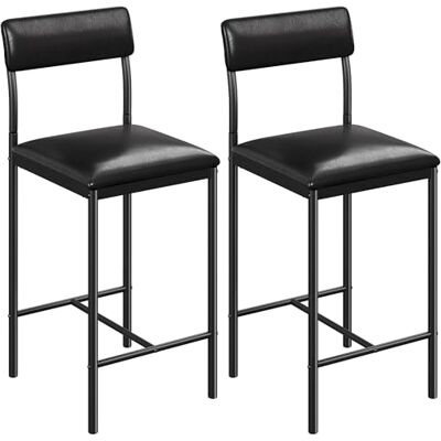 YITAHOME Barhocker Set von 2, Hochhocker mit gepolstertem Sitz und Rückenlehne, industrielle Barhocker für Küche/Esszimmer, Barstühle mit ergonomischem Fußstützen, schwarz YITAHOME Barhocker Set von 2, Hochhocker mit gepolstertem Sitz und Rückenlehne, industrielle Barhocker für Küche/Esszimmer, Barstühle mit ergonomischem Fußstützen, schwarz