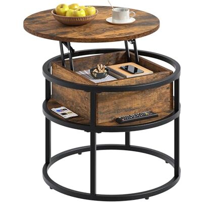 YITAHOME Couchtisch Rund mit Hebeplatte, Wohnzimmertisch Höhenverstellbar mit Stauraum 60x60x47cm, Couch Tisch Wohnzimmer für Home Office YITAHOME Couchtisch Rund mit Hebeplatte, Wohnzimmertisch Höhenverstellbar mit Stauraum 60x60x47cm, Couch Tisch Wohnzimmer für Home Office
