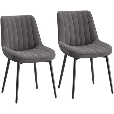 COLAMY Samt Esszimmerstühle 2er Set – Gepolsterte Stühle für Esszimmer & Küche mit Metallbeinen, Dickem Sitzpolster & Rutschfesten Füßen, Grau COLAMY Samt Esszimmerstühle 2er Set – Gepolsterte Stühle für Esszimmer & Küche mit Metallbeinen, Dickem Sitzpolster & Rutschfesten Füßen, Grau