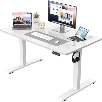 JUMMICO Höhenverstellbarer Schreibtisch KOMPLETTE TISCHPLATTE Elektrischer Schreibtisch Höhenverstellbar mit Memory-Funktion Steh-Sitz Tisch Computertisch 110 x 53 cm Weiß JUMMICO Höhenverstellbarer Schreibtisch KOMPLETTE TISCHPLATTE Elektrischer Schreibtisch Höhenverstellbar mit Memory-Funktion Steh-Sitz Tisch Computertisch 110 x 53 cm Weiß