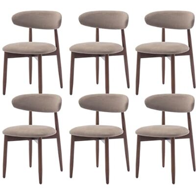 COLAMY Esszimmerstühle 6er Set, Polsternder Stühle Esszimmer mit Rückenlehne, Moderne Küchenstühle Gepolstert, Stoff Dining Chairs mit Back und Holzbeinen für Esszimmer, Küche, Restaurant, Kamel COLAMY Esszimmerstühle 6er Set, Polsternder Stühle Esszimmer mit Rückenlehne, Moderne Küchenstühle Gepolstert, Stoff Dining Chairs mit Back und Holzbeinen für Esszimmer, Küche, Restaurant, Kamel