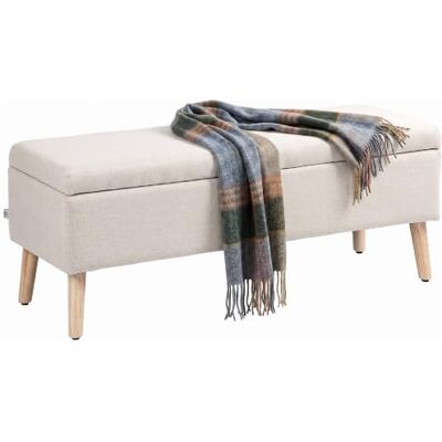 HOMCOM Sitzbank mit Stauraum Polsterbank Holzbeine, 110x39x45cm Beige HOMCOM Sitzbank mit Stauraum Polsterbank Holzbeine, 110x39x45cm Beige