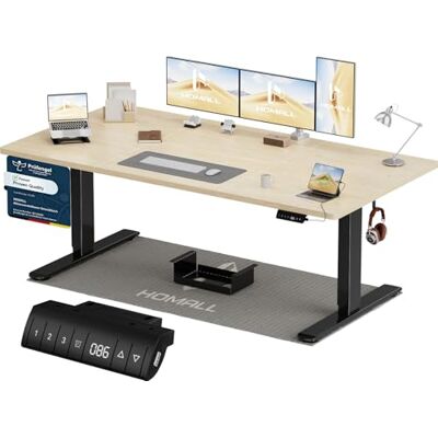 Homall Höhenverstellbarer Schreibtisch 180x80cm mit USB-A Ladeanschluss, Elektrischer Schreibtisch mit Kabel Management Tray, Standing Desk mit 3 Memory Funktion, Computertisch Beige+Schwarz Homall Höhenverstellbarer Schreibtisch 180x80cm mit USB-A Ladeanschluss, Elektrischer Schreibtisch mit Kabel Management Tray, Standing Desk mit 3 Memory Funktion, Computertisch Beige+Schwarz