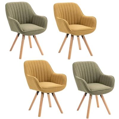 MEUBLE COSY Esszimmerstühle Drehbar 4er Set Küchenstuhl Polsterstuhl Drehstuhl mit Armlehne Sessel Schminkstuhl aus Stoff Massivholzbeine für Esszimmer Wohnzimmer Arbeitszimmer, Bunt MEUBLE COSY Esszimmerstühle Drehbar 4er Set Küchenstuhl Polsterstuhl Drehstuhl mit Armlehne Sessel Schminkstuhl aus Stoff Massivholzbeine für Esszimmer Wohnzimmer Arbeitszimmer, Bunt