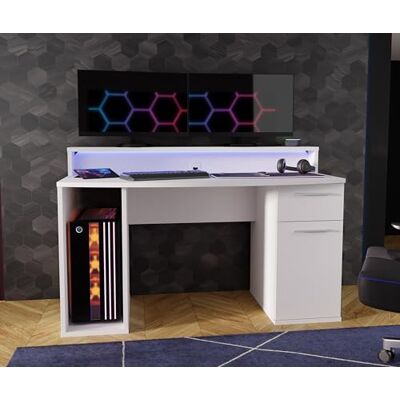 Forte AYO Schreibtisch 140, Weißer Schreibtisch mit 1 Tür und 1 Schublade, Modernes Home Office, Büro, Jugendzimmer, Holzwerkstoff, Weiß, 140 cm breit x 91 cm hoch x 65 cm tief Forte AYO Schreibtisch 140, Weißer Schreibtisch mit 1 Tür und 1 Schublade, Modernes Home Office, Büro, Jugendzimmer, Holzwerkstoff, Weiß, 140 cm breit x 91 cm hoch x 65 cm tief