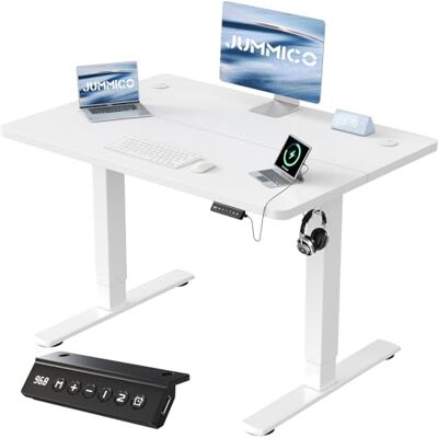 JUMMICO Höhenverstellbarer Schreibtisch mit USB-Ladeanschluss,Schreibtisch Höhenverstellbar Elektrisch 80 x 60 cm, Steh-Sitz Tisch Stehpult Verstellbarer Computertisch,Standing Desk,Weiß JUMMICO Höhenverstellbarer Schreibtisch mit USB-Ladeanschluss,Schreibtisch Höhenverstellbar Elektrisch 80 x 60 cm, Steh-Sitz Tisch Stehpult Verstellbarer Computertisch,Standing Desk,Weiß