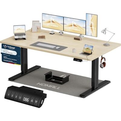 Homall Höhenverstellbarer Schreibtisch 160x80cm mit USB-A Ladeanschluss, Elektrischer Schreibtisch mit Kabel Management Tray, Standing Desk mit 3 Memory Funktion, Computertisch Beige+Schwarz Homall Höhenverstellbarer Schreibtisch 160x80cm mit USB-A Ladeanschluss, Elektrischer Schreibtisch mit Kabel Management Tray, Standing Desk mit 3 Memory Funktion, Computertisch Beige+Schwarz