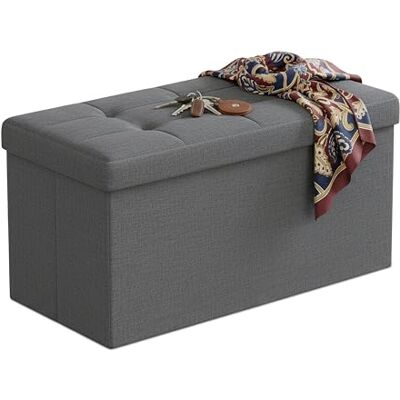 Relaxdays Sitzbank, Stauraum, Stoff, faltbar, gepolstert, Flur, Schlafzimmer, HBT 38 x 76 x 38 cm, Sitztruhe, dunkelgrau Relaxdays Sitzbank, Stauraum, Stoff, faltbar, gepolstert, Flur, Schlafzimmer, HBT 38 x 76 x 38 cm, Sitztruhe, dunkelgrau