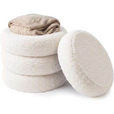 Relaxdays Teddyfell Hocker, gepolstert, HxD: 47 x 42 cm, geriffelt, Bouclé Sitzhocker, Schlafzimmer, Wohnzimmer, Creme Relaxdays Teddyfell Hocker, gepolstert, HxD: 47 x 42 cm, geriffelt, Bouclé Sitzhocker, Schlafzimmer, Wohnzimmer, Creme