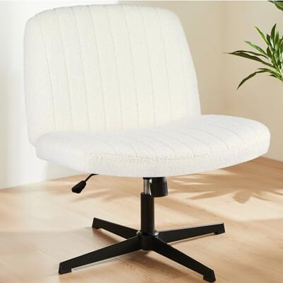 Sweetcrispy Bürostuhl Ohne Armlehnen, Schreibtischstuhl mit Teddy Velvet, Lesesessel mit Breiterem Polster zum Sitzen im Schneidersitz Stuhl, Höhenverstellbar, 360° Drehstuhl für Haus, Beige Sweetcrispy Bürostuhl Ohne Armlehnen, Schreibtischstuhl mit Teddy Velvet, Lesesessel mit Breiterem Polster zum Sitzen im Schneidersitz Stuhl, Höhenverstellbar, 360° Drehstuhl für Haus, Beige