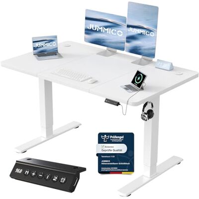 JUMMICO Höhenverstellbarer Schreibtisch mit USB-Ladeanschluss,Schreibtisch Höhenverstellbar Elektrisch 120 x 60 cm, Steh-Sitz Tisch Stehpult Verstellbarer Computertisch,Standing Desk,Weiß JUMMICO Höhenverstellbarer Schreibtisch mit USB-Ladeanschluss,Schreibtisch Höhenverstellbar Elektrisch 120 x 60 cm, Steh-Sitz Tisch Stehpult Verstellbarer Computertisch,Standing Desk,Weiß