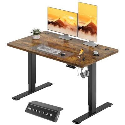 JUMMICO Höhenverstellbarer Elektrischer Schreibtisch 120 x 60 cm mit USB Ladeanschluss, Schreibtisch Höhenverstellbar, Ergonomischer Steh-Sitz Tisch Braun JUMMICO Höhenverstellbarer Elektrischer Schreibtisch 120 x 60 cm mit USB Ladeanschluss, Schreibtisch Höhenverstellbar, Ergonomischer Steh-Sitz Tisch Braun