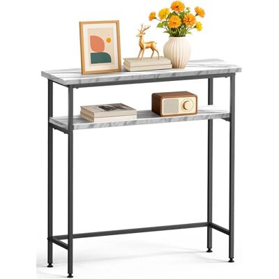 VOUNOT Konsolentisch Schmal mit 2 Ablagen, Flurtisch aus Metall und MDF, Moderner Beistelltisch Sofatisch Ausstellungstisch für Flur, Wohnzimmer, Schlafzimmer, 80×24×80 cm, Weiß VOUNOT Konsolentisch Schmal mit 2 Ablagen, Flurtisch aus Metall und MDF, Moderner Beistelltisch Sofatisch Ausstellungstisch für Flur, Wohnzimmer, Schlafzimmer, 80×24×80 cm, Weiß