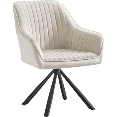 SONGMICS Esszimmerstuhl, Küchenstuhl, Sessel drehbar, Samt, Polsterstuhl mit Armlehnen, bis 120 kg belastbar, Stahlbeine, für Esszimmer Küche, cappuccinobeige-tintenschwarz KDC161LH01 SONGMICS Esszimmerstuhl, Küchenstuhl, Sessel drehbar, Samt, Polsterstuhl mit Armlehnen, bis 120 kg belastbar, Stahlbeine, für Esszimmer Küche, cappuccinobeige-tintenschwarz KDC161LH01
