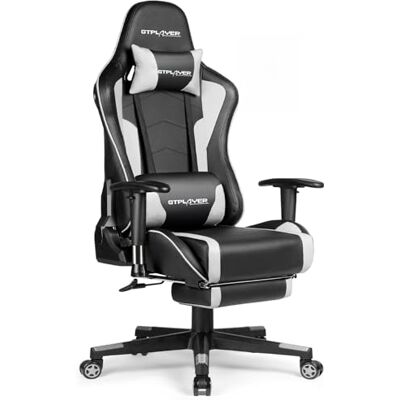 GTPLAYER Gaming Stuhl Gamer Stuhl mit Fußstütze Bluetooth Lautsprecher Ergonomischer Bürostuhl Computerstuhl Schreibtischstuhl PC Stuhl mit verstellbare Rückenlehne 200 kg Belastbarkeit weiß GTPLAYER Gaming Stuhl Gamer Stuhl mit Fußstütze Bluetooth Lautsprecher Ergonomischer Bürostuhl Computerstuhl Schreibtischstuhl PC Stuhl mit verstellbare Rückenlehne 200 kg Belastbarkeit weiß