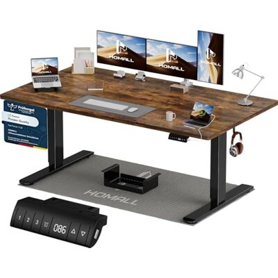 Homall Höhenverstellbarer Schreibtisch 160x80cm mit USB-A Ladeanschluss, Elektrischer Schreibtisch mit Kabel Management Tray, Standing Desk mit 3 Memory Funktion, Computertisch Braun Homall Höhenverstellbarer Schreibtisch 160x80cm mit USB-A Ladeanschluss, Elektrischer Schreibtisch mit Kabel Management Tray, Standing Desk mit 3 Memory Funktion, Computertisch Braun