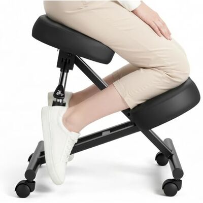 VEVOR Ergonomischer Kniehocker mit Rollen, Mobiler Höhenverstellbarer Kniestuhl in X-Form mit Dicken Schaumstoffpolstern, zur Entlastung von Nacken & Rücken, für Zuhause, Büro & Meditation, Schwarz VEVOR Ergonomischer Kniehocker mit Rollen, Mobiler Höhenverstellbarer Kniestuhl in X-Form mit Dicken Schaumstoffpolstern, zur Entlastung von Nacken & Rücken, für Zuhause, Büro & Meditation, Schwarz