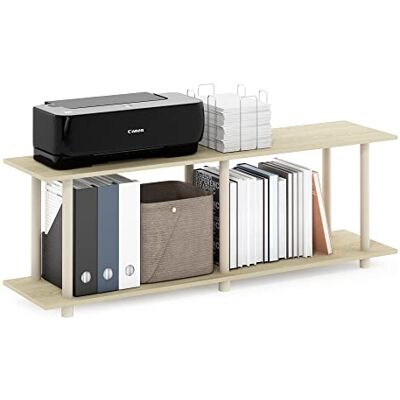 Furinno Turn-N-Tube No Tools Moderner rechteckiger Beistelltisch, Bauhaus-Eiche/Beige Furinno Turn-N-Tube No Tools Moderner rechteckiger Beistelltisch, Bauhaus-Eiche/Beige