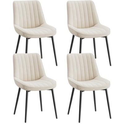 COLAMY Samt Esszimmerstühle 4er Set – Gepolsterte Stühle für Esszimmer & Küche mit Metallbeinen, Dickem Sitzpolster & Rutschfesten Füßen, Beige COLAMY Samt Esszimmerstühle 4er Set – Gepolsterte Stühle für Esszimmer & Küche mit Metallbeinen, Dickem Sitzpolster & Rutschfesten Füßen, Beige