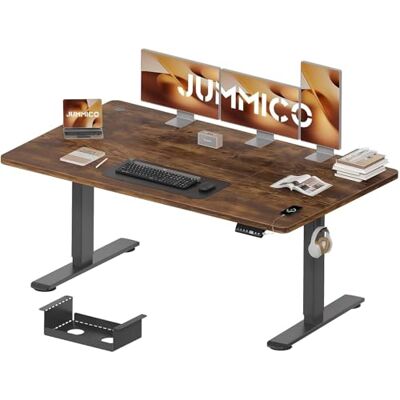 JUMMICO Höhenverstellbarer Schreibtisch 160 x 80 cm mit Kabelwanne, Höhenverstellbar Elektrisch Stehpult mit USB-Buchse, Computertisch, Ergonomischer Steh-Sitz Tisch, Bürotisch, Vintage-Braun JUMMICO Höhenverstellbarer Schreibtisch 160 x 80 cm mit Kabelwanne, Höhenverstellbar Elektrisch Stehpult mit USB-Buchse, Computertisch, Ergonomischer Steh-Sitz Tisch, Bürotisch, Vintage-Braun