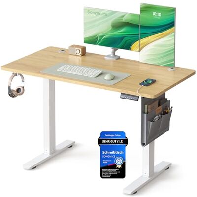 SONGMICS Höhenverstellbarer Schreibtisch elektrisch, 120 x 60 cm, Memory-Funktion mit 4 Höhen, USB-C-Anschluss, goldeichenfarben LSD132YA01 SONGMICS Höhenverstellbarer Schreibtisch elektrisch, 120 x 60 cm, Memory-Funktion mit 4 Höhen, USB-C-Anschluss, goldeichenfarben LSD132YA01