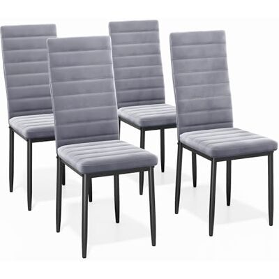 Bealife Esszimmerstuhl 4er-Set, Esszimmerstühle für Küche und Esszimmer, gepolsterte Samtstühle mit hoher Rückenlehne, modern (Hellgrauer Samt, 4er Set) Bealife Esszimmerstuhl 4er-Set, Esszimmerstühle für Küche und Esszimmer, gepolsterte Samtstühle mit hoher Rückenlehne, modern (Hellgrauer Samt, 4er Set)