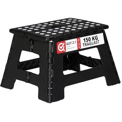 Relaxdays Klapphocker faltbar, Camping Hocker, Kinder Badhocker, bis 150 kg, Kunststoff, HBT: 22 x 35 x 28 cm, schwarz Relaxdays Klapphocker faltbar, Camping Hocker, Kinder Badhocker, bis 150 kg, Kunststoff, HBT: 22 x 35 x 28 cm, schwarz