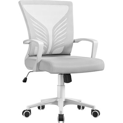 Yaheetech Bürostuhl Ergonomisch Schreibtischstuhl mit Schaukelfunktion Drehstuhl mit Gepolstertem Sitzkissen Chefsessel Höhenverstellbar fürs Arbeitszimmer/Büro, Hellgrau Yaheetech Bürostuhl Ergonomisch Schreibtischstuhl mit Schaukelfunktion Drehstuhl mit Gepolstertem Sitzkissen Chefsessel Höhenverstellbar fürs Arbeitszimmer/Büro, Hellgrau