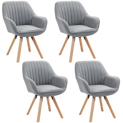MEUBLE COSY Esszimmerstühle Drehbar 4er Set Küchenstuhl Polsterstuhl Drehstuhl mit Armlehne Sessel Schminkstuhl aus Stoff Massivholzbeine für Esszimmer Wohnzimmer Arbeitszimmer, Grau MEUBLE COSY Esszimmerstühle Drehbar 4er Set Küchenstuhl Polsterstuhl Drehstuhl mit Armlehne Sessel Schminkstuhl aus Stoff Massivholzbeine für Esszimmer Wohnzimmer Arbeitszimmer, Grau