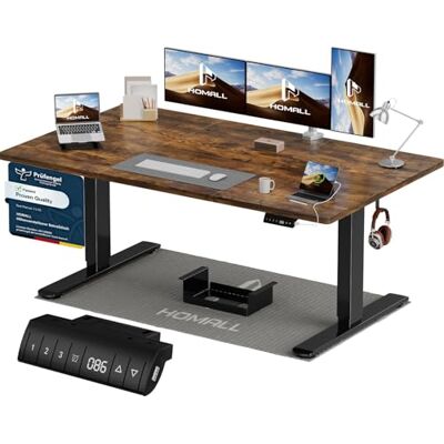 Homall Höhenverstellbarer Schreibtisch 140x70cm mit USB-A Ladeanschluss, Elektrischer Schreibtisch mit Kabel Management Tray, Standing Desk mit 3 Memory Funktion, Computertisch Braun Homall Höhenverstellbarer Schreibtisch 140x70cm mit USB-A Ladeanschluss, Elektrischer Schreibtisch mit Kabel Management Tray, Standing Desk mit 3 Memory Funktion, Computertisch Braun