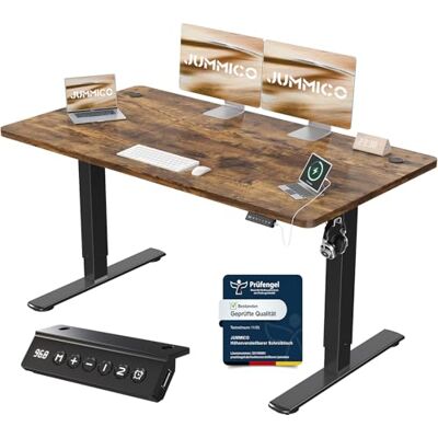 JUMMICO Höhenverstellbarer Schreibtisch mit USB-Ladeanschluss,Schreibtisch Höhenverstellbar Elektrisch 140 x 60 cm, Steh-Sitz Tisch Stehpult Verstellbarer Computertisch,Standing Desk,Braun JUMMICO Höhenverstellbarer Schreibtisch mit USB-Ladeanschluss,Schreibtisch Höhenverstellbar Elektrisch 140 x 60 cm, Steh-Sitz Tisch Stehpult Verstellbarer Computertisch,Standing Desk,Braun