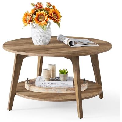 VASAGLE MAEZO Kollektion Couchtisch rund, Wohnzimmertisch 2 Ebenen, Kaffeetisch für Wohnzimmer, 80 cm d, 45 cm H, einfach zu montieren, honigbraun LCT243K41V1 VASAGLE MAEZO Kollektion Couchtisch rund, Wohnzimmertisch 2 Ebenen, Kaffeetisch für Wohnzimmer, 80 cm d, 45 cm H, einfach zu montieren, honigbraun LCT243K41V1