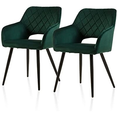 TUKAILAI Esszimmerstühle 2er Set aus Samt, Küchenstuhl Polsterstuhl mit Offener Rückenlehne,Armlehnen,Gepolstertem Sitz, Metallbeinen, Grün Stühle für Wohnzimmer,Esszimmer,Küche TUKAILAI Esszimmerstühle 2er Set aus Samt, Küchenstuhl Polsterstuhl mit Offener Rückenlehne,Armlehnen,Gepolstertem Sitz, Metallbeinen, Grün Stühle für Wohnzimmer,Esszimmer,Küche