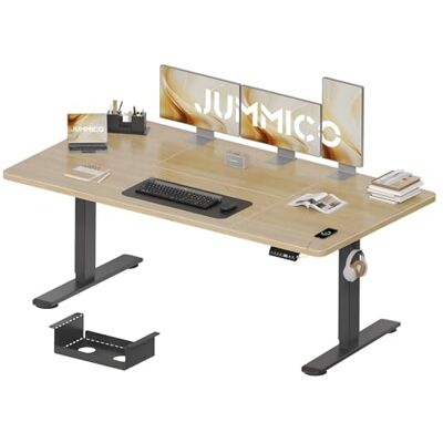 JUMMICO Höhenverstellbarer Schreibtisch 180 x 80 cm mit Kabelwanne, Höhenverstellbar Elektrisch Stehpult mit USB-Buchse, Computertisch, Ergonomischer Steh-Sitz Tisch, Bürotisch, Beige JUMMICO Höhenverstellbarer Schreibtisch 180 x 80 cm mit Kabelwanne, Höhenverstellbar Elektrisch Stehpult mit USB-Buchse, Computertisch, Ergonomischer Steh-Sitz Tisch, Bürotisch, Beige