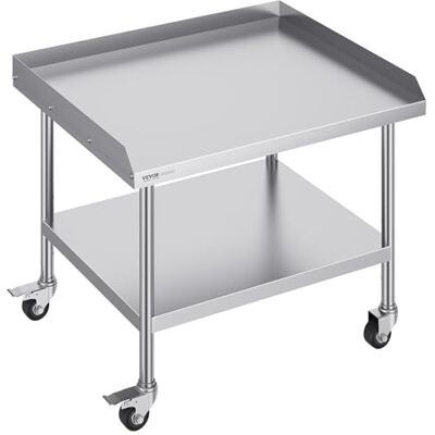 VEVOR Edelstahl-Arbeitstisch, Gewerblicher Arbeitstisch zur Lebensmittelzubereitung mit 4 Rädern, Lenkrollen, 3-seitiger Spritzschutz, Ideal für Restaurants, Hotels, 76 x 91 x 76cm VEVOR Edelstahl-Arbeitstisch, Gewerblicher Arbeitstisch zur Lebensmittelzubereitung mit 4 Rädern, Lenkrollen, 3-seitiger Spritzschutz, Ideal für Restaurants, Hotels, 76 x 91 x 76cm