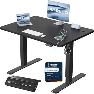 JUMMICO Höhenverstellbarer Schreibtisch mit USB-Ladeanschluss,Schreibtisch Höhenverstellbar Elektrisch 100 x 60 cm, Steh-Sitz Tisch Stehpult Verstellbarer Computertisch,Standing Desk,Schwarz JUMMICO Höhenverstellbarer Schreibtisch mit USB-Ladeanschluss,Schreibtisch Höhenverstellbar Elektrisch 100 x 60 cm, Steh-Sitz Tisch Stehpult Verstellbarer Computertisch,Standing Desk,Schwarz