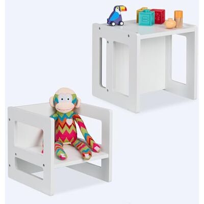 Relaxdays Sitzhocker Kinder 2er Set, Wendehocker, 2 Sitzhöhen, mit Armlehnen, HxBxT: 30x30x30 cm, Kindertisch, MDF, weiß Relaxdays Sitzhocker Kinder 2er Set, Wendehocker, 2 Sitzhöhen, mit Armlehnen, HxBxT: 30x30x30 cm, Kindertisch, MDF, weiß