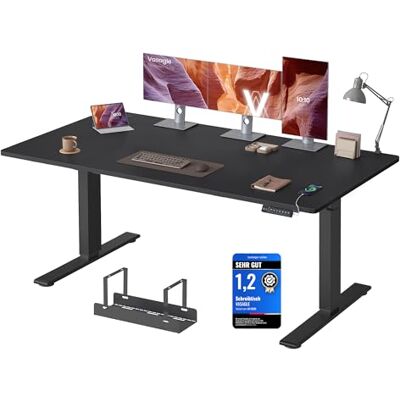 VASAGLE Höhenverstellbarer Schreibtisch, 160 x 80 cm, USB-C-Anschluss, Ablage für Steckdosenleiste, Stehtisch, Erinnerung bei langem Sitzen, 3 Speichertasten, für Büro, tintenschwarz LSD146BZ02 VASAGLE Höhenverstellbarer Schreibtisch, 160 x 80 cm, USB-C-Anschluss, Ablage für Steckdosenleiste, Stehtisch, Erinnerung bei langem Sitzen, 3 Speichertasten, für Büro, tintenschwarz LSD146BZ02