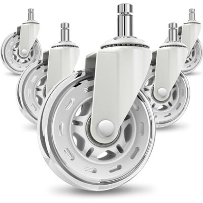 COSYLAND Bürostuhl Rollen 10x22mm Transparent Weiß 5er-Set, Ersatzrollen für Bürostühle, Hartbodenrollen Parkett, Stuhlrollen nur kompatibel mit 1-KEA COSYLAND Bürostuhl Rollen 10x22mm Transparent Weiß 5er-Set, Ersatzrollen für Bürostühle, Hartbodenrollen Parkett, Stuhlrollen nur kompatibel mit 1-KEA