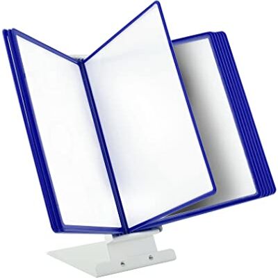 Leviatan Tisch-Sichttafelsystem A4 10 Präsentationstafeln Stabiler Metall-Standfuß Dokumenten-Display für Büro, Werkstatt, Empfang Blau Leviatan Tisch-Sichttafelsystem A4 10 Präsentationstafeln Stabiler Metall-Standfuß Dokumenten-Display für Büro, Werkstatt, Empfang Blau