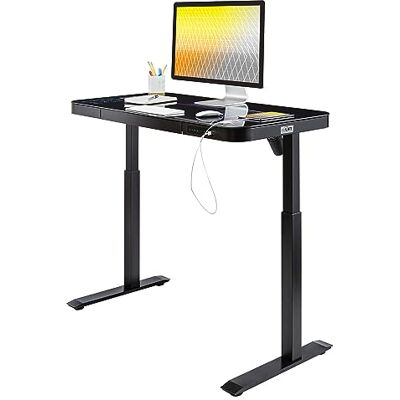 Seville Classics AIRLIFT Höhenverstellbarer Tisch, Gehärtetes Glas, Schwarz, 121 x 61 cm Seville Classics AIRLIFT Höhenverstellbarer Tisch, Gehärtetes Glas, Schwarz, 121 x 61 cm