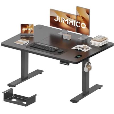 JUMMICO Höhenverstellbarer Schreibtisch 140 x 70 cm mit Kabelwanne, Höhenverstellbar Elektrisch Stehpult mit USB-Buchse, Computertisch, Ergonomischer Steh-Sitz Tisch, Bürotisch, Schwarz JUMMICO Höhenverstellbarer Schreibtisch 140 x 70 cm mit Kabelwanne, Höhenverstellbar Elektrisch Stehpult mit USB-Buchse, Computertisch, Ergonomischer Steh-Sitz Tisch, Bürotisch, Schwarz