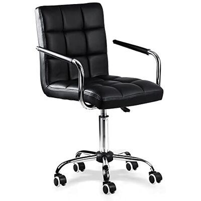 Yaheetech Bürostuhl ergonomischer Schreibtischstuhl Drehstuhl Drehocker Arbeitshocker mit abnehmbare Armlehnen Computerstuhl höhenverstellbar aus Kunstleder Schwarz Yaheetech Bürostuhl ergonomischer Schreibtischstuhl Drehstuhl Drehocker Arbeitshocker mit abnehmbare Armlehnen Computerstuhl höhenverstellbar aus Kunstleder Schwarz