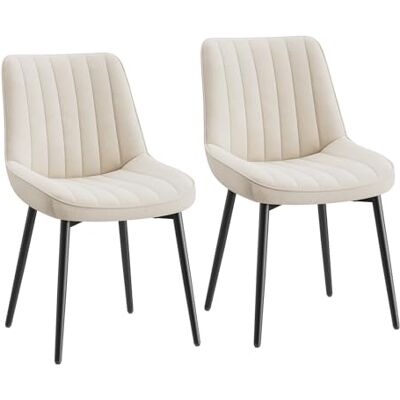 COLAMY Samt Esszimmerstühle 2er Set – Gepolsterte Stühle für Esszimmer & Küche mit Metallbeinen, Dickem Sitzpolster & Rutschfesten Füßen, Beige COLAMY Samt Esszimmerstühle 2er Set – Gepolsterte Stühle für Esszimmer & Küche mit Metallbeinen, Dickem Sitzpolster & Rutschfesten Füßen, Beige