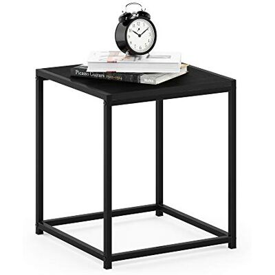 Furinno Camnus Beistelltisch mit 1 Ablagefläche, Holz, Schwarz, 40 x 40 x 45.29 cm Furinno Camnus Beistelltisch mit 1 Ablagefläche, Holz, Schwarz, 40 x 40 x 45.29 cm